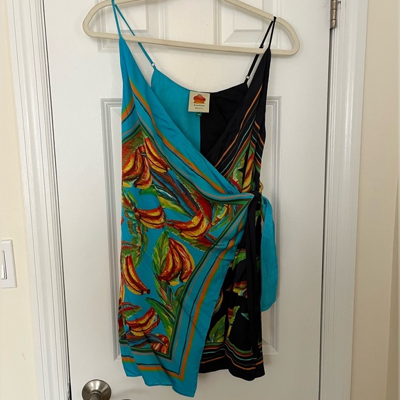 FARM Rio | Tropical Blue Banana Print Mini Wrap Dress - Picture 2 of 10